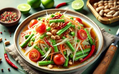 سوم تام | سلطة البابايا التايلاندية الحارة وسر النكهة الآسيوية الفريدة